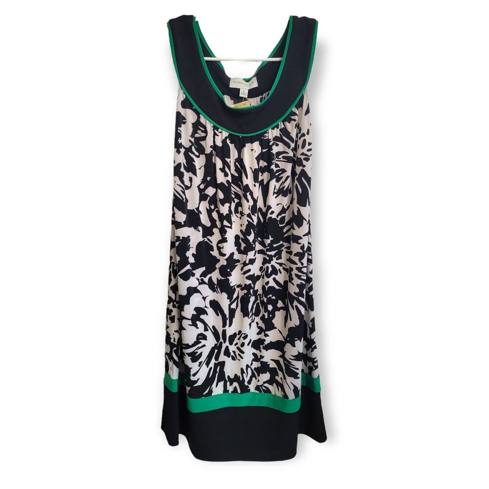 NWT Ronni Nicole Black White Green Sleeveless Midi Dress Size 6